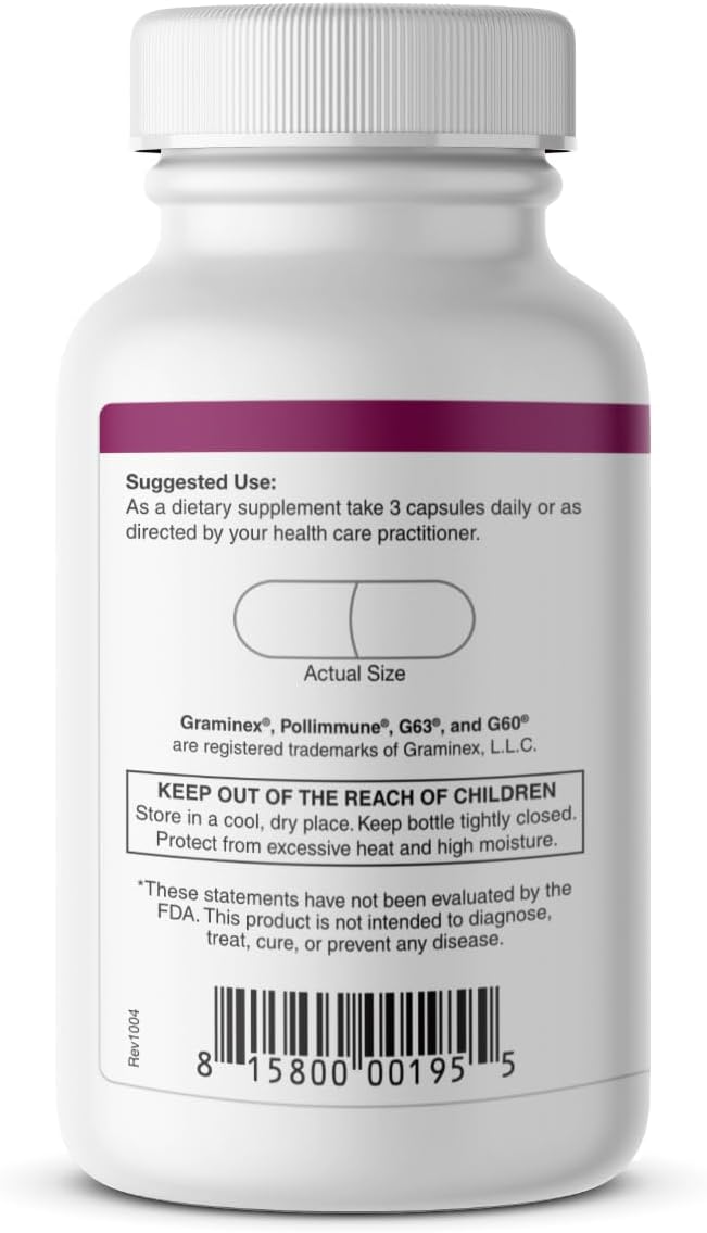 Graminex Pollimmune - 500mg Beta 1,3/1,6 Glucan and Flower Pollen Extract, 90 Vegetarian Capsules - görsel 2