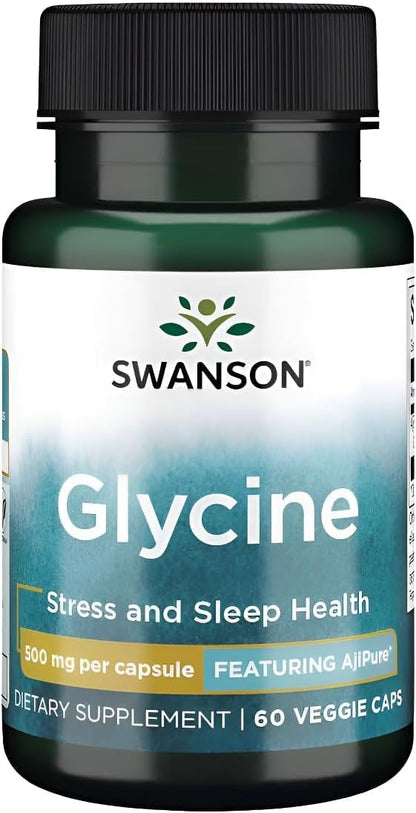Swanson Glycine 500mg - AjiPure Pharmaceutical-Grade - 60 Vegetarian Capsules