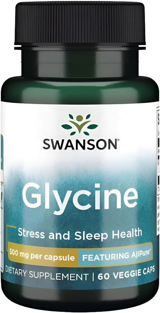 Swanson Glycine 500mg - AjiPure Pharmaceutical-Grade - 60 Vegetarian Capsules