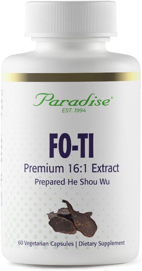 Paradise Herbs Fo-Ti He Shou Wu Root Extract, Premium 16:1 Extract for Hair and Skin Health, Gluten Free, 60 Vegetarian Capsules
