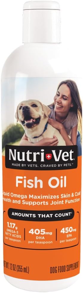 Nutri-Vet Fish Oil Supplement for Dogs, Skin and Coat Health, Menhaden Formula, 16 oz (473 ml)