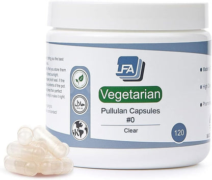 Size 0 Empty Capsules - Vegan Pullulan - 120 Count
