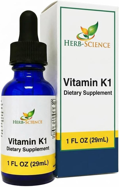 Herb-Science Vitamin K1 Drops - Cold-Processed Liquid Supplement, 30 ml (36 Servings)