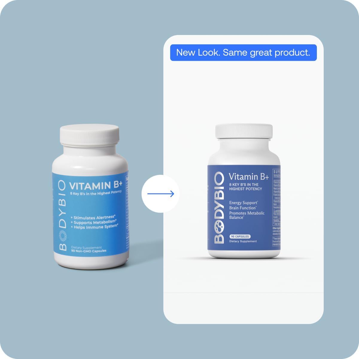 BodyBio Vitamin B Complex - 9 Essential B Vitamins with Methyl B12 and Folinic Acid, 90 Capsules - görsel 3