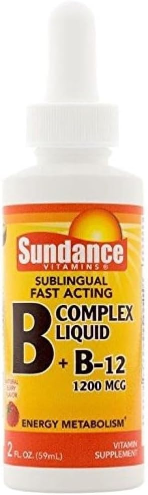 Sundance Vitamins B + B12 Complex 1200 mcg Liquid Berry Flavour – 2 oz (Pack of 3) - görsel 1