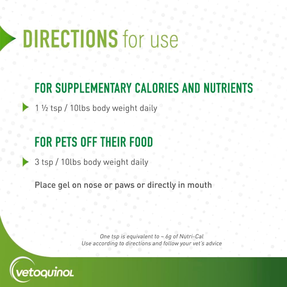 Vetoquinol Nutri-Cal - High-Calorie Nutritional Gel – Supports Daily Nutrition for Fussy Eaters – Essential Nutrients & Vitamins for Cats and Dogs – Easy-Feeding Oral Gel – 120 g (Pack of 2) - görsel 6