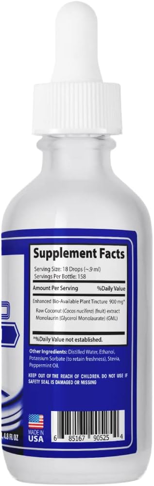 Monolaurin Liquid Extract 900 mg, 4.8 oz (158 Servings) - Made in the USA