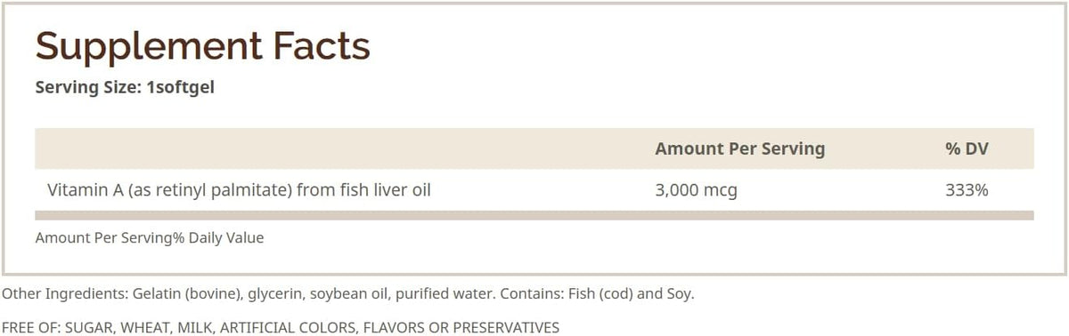 Vitamin A 10,000 IU Softgels – Fish Liver Oil, Non-GM, Gluten-Free (100 Count) - görsel 3