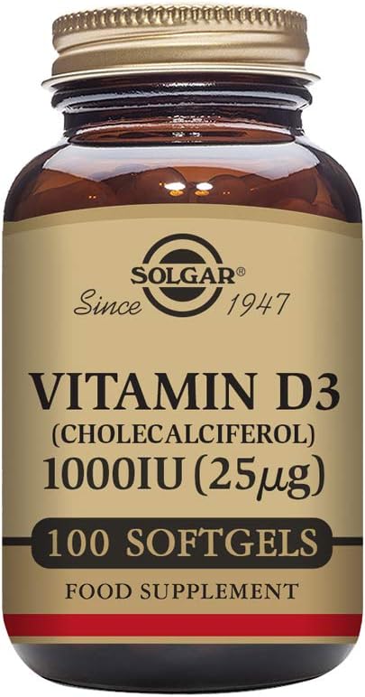 Solgar Vitamin D3 (Cholecalciferol) 1000 IU Softgels, 100 Count - görsel 1