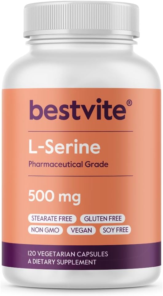 BESTVITE L-Serine 500mg (120 Vegan Capsules) - No Stearates - Vegan - Non-GMO - Gluten-Free