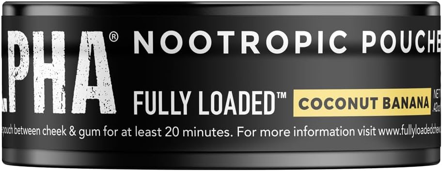 Fully Loaded Alpha Nootropic Pouches (Coconut Banana) - 5 Cans - 15 Pouches per Can - Effective Nootropic Delivery, Nicotine Pouch Replacement - Faster Absorption, Alpha GPC, L-Tyrosine, GABA - görsel 5