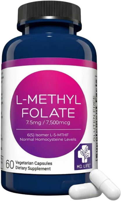 MD Life L-Methylfolate 7.5 mg Supplement - 60 Capsules