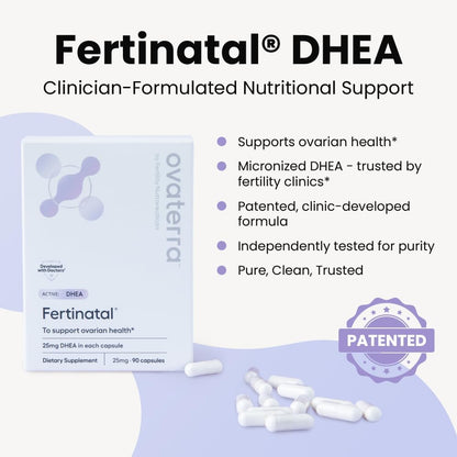 Fertinatal Micronised DHEA Female Natural Plant-Based Fertility Supplement 90-25mg Capsules