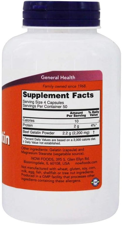 Now Foods: Beef Gelatin Hydrolysed, 200 Capsules