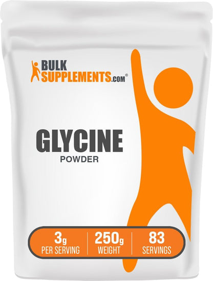 Glycine Powder - Unflavoured, Gluten-free, 3g per Serving, 250g