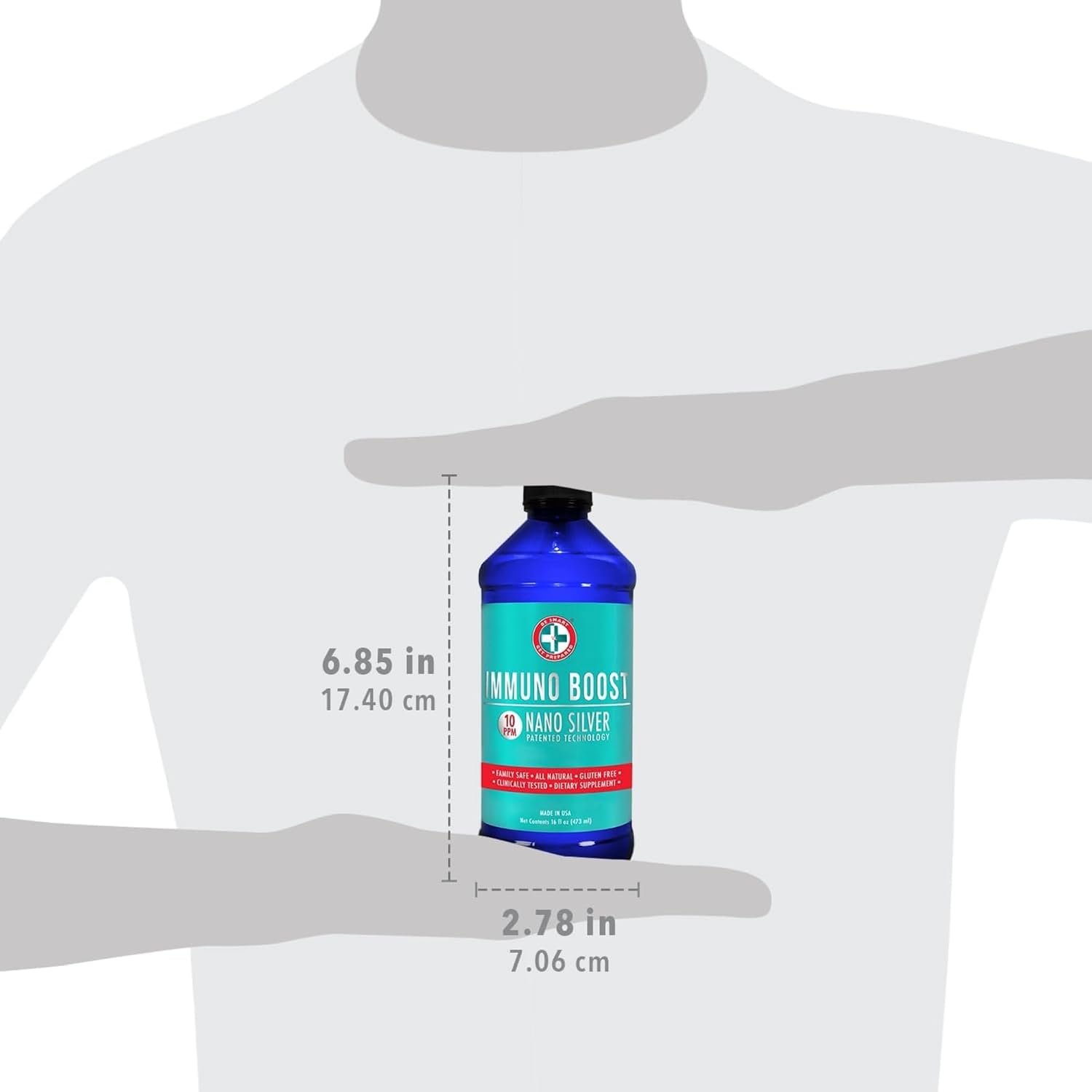 Be Smart Get Prepared Nano Silver Immuno Boost - 473 ml - Daily Immune Support for the Family - Gluten-free, Vegetarian - Made in USA - görsel 3