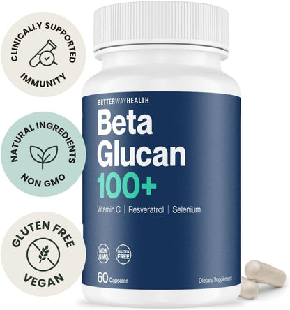 Better Way Health Advanced Immune Readiness – 1,3/1,6 Beta Glucan with Vitamin C, Selenium & Resveratrol – Immune Support Supplement for NK Cells & Phagocytosis – 60 Capsules