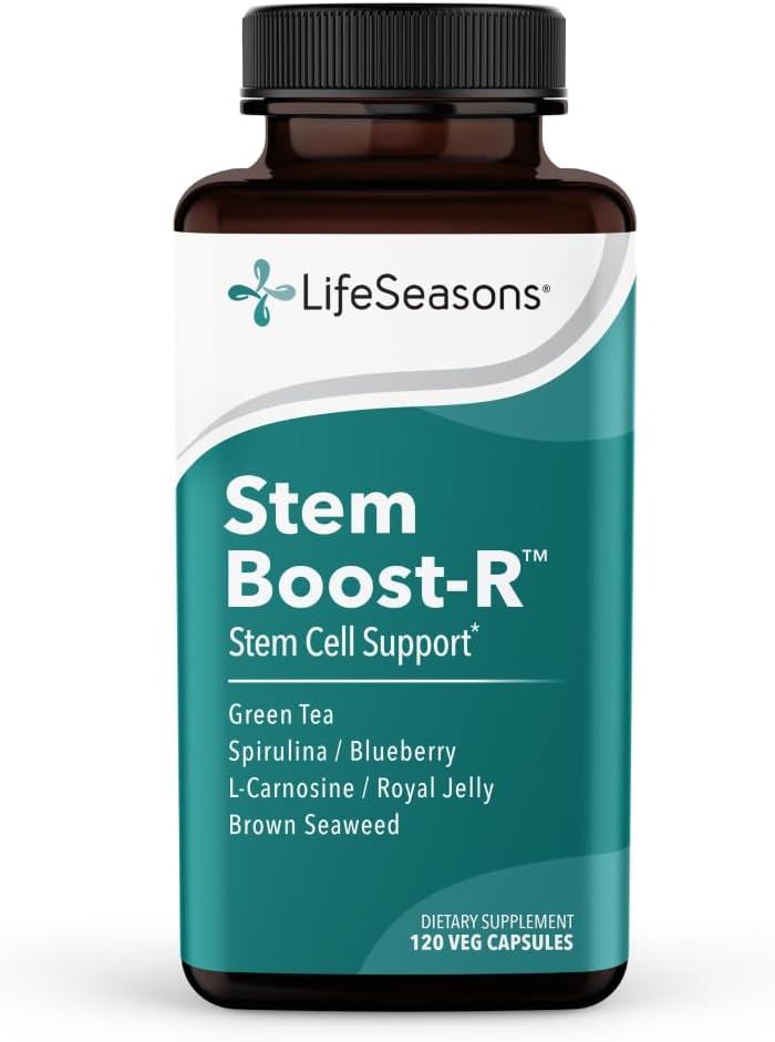 LifeSeasons Stem Boost-R - Stem Cell Support Antioxidant Supplement with Royal Jelly, Spirulina, Blueberry, Brown Seaweed & L-Carnosine - 120 Capsules - görsel 1