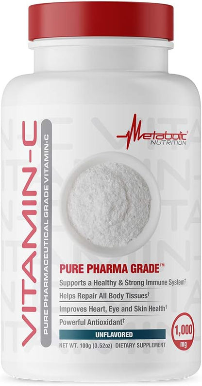 Metabolic Nutrition Vitamin C, 1000mg, Pure Pharma Grade, High Absorption Ascorbic Acid (100 g)