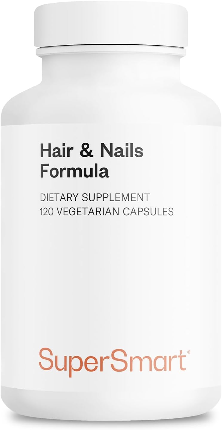 Supersmart Hair & Nails Formula - Patented Solubilised Keratin Supplement with Biotin, Bamboo Extract, MSM, Cynatine HNS Keratin - Non-GMO & Gluten-free - 120 Vegetarian Capsules - görsel 1