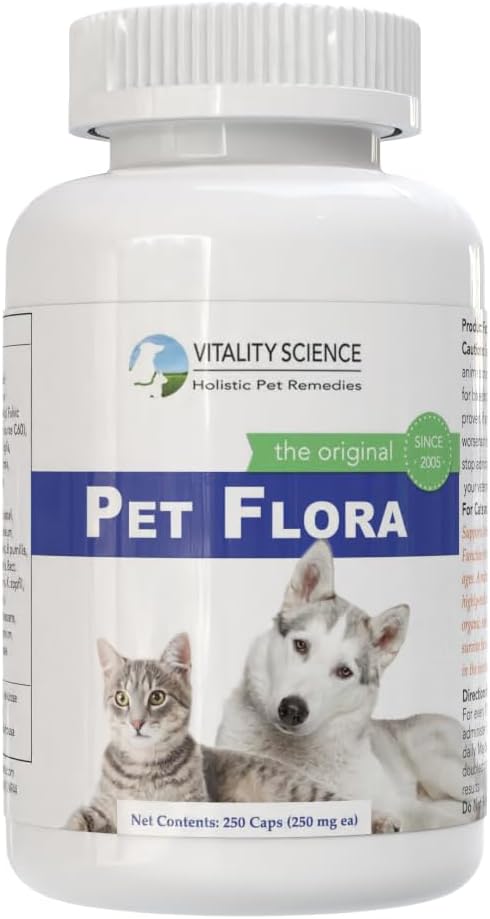 Vitality Science Pet Flora – Natural Probiotics for Cats and Dogs, Digestive Support Supplement, 250 Capsules - görsel 1