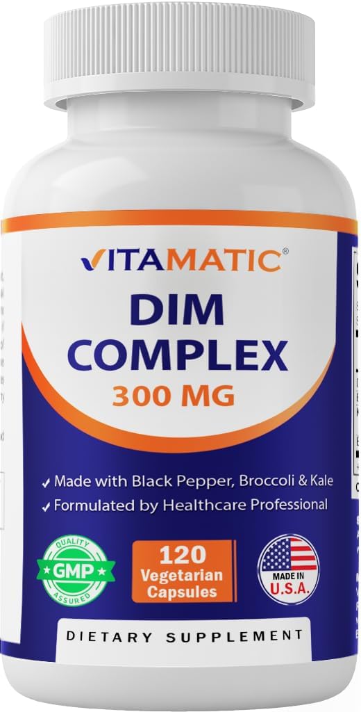 Vitamatic DIM Supplement Complex for Women and Men - 300 mg - 120 Veg Capsules - Made with Black Pepper, Broccoli Powder and Kale Powder - Non-GMO and Gluten-free - görsel 1