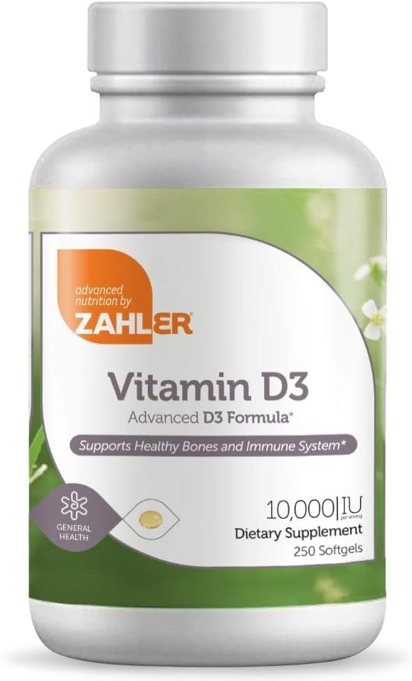 Zahler - Advanced Vitamin D3 10,000 IU Softgels (250) – Vitamin D for Immune, Bone, Teeth and Muscle Support - görsel 1