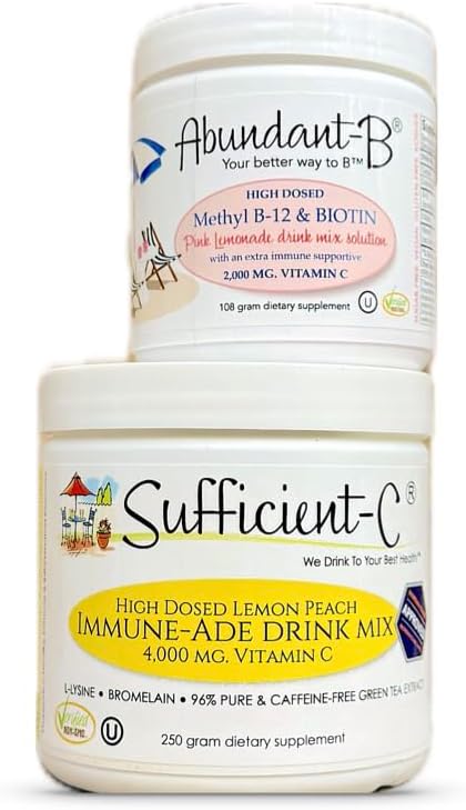 Sufficient-C Vitamin C & B12 Biotin Drink Mix Bundle (Lemon-Peach & Pink Lemonade) - görsel 2