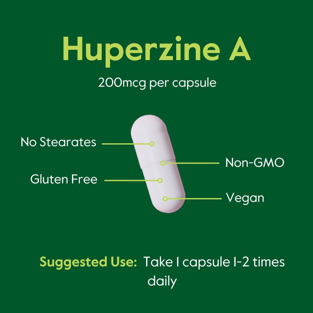BESTVITE Huperzine A 200mcg – Naturally Derived, Vegan, Non-GMO, 120 Capsules - görsel 6