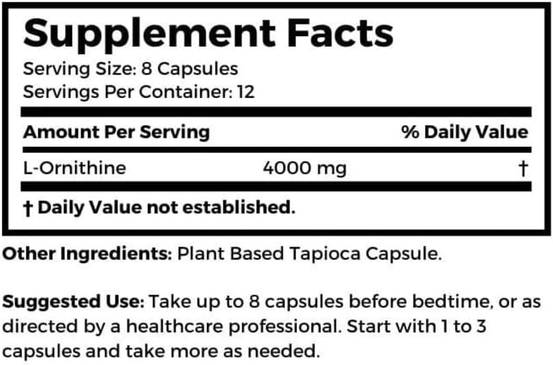 Dr Clark Ornithine Dietary Supplement 500mg, 100 Tapioca Capsules, Pure Amino Acid Support for Natural Sleep Aid, Promotes Protein Metabolism, Cleansing and Detoxification, Non-GMO & Gluten-free - görsel 4