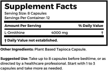 Dr Clark Ornithine Dietary Supplement 500mg, 100 Tapioca Capsules, Pure Amino Acid Support for Natural Sleep Aid, Promotes Protein Metabolism, Cleansing and Detoxification, Non-GMO & Gluten-free