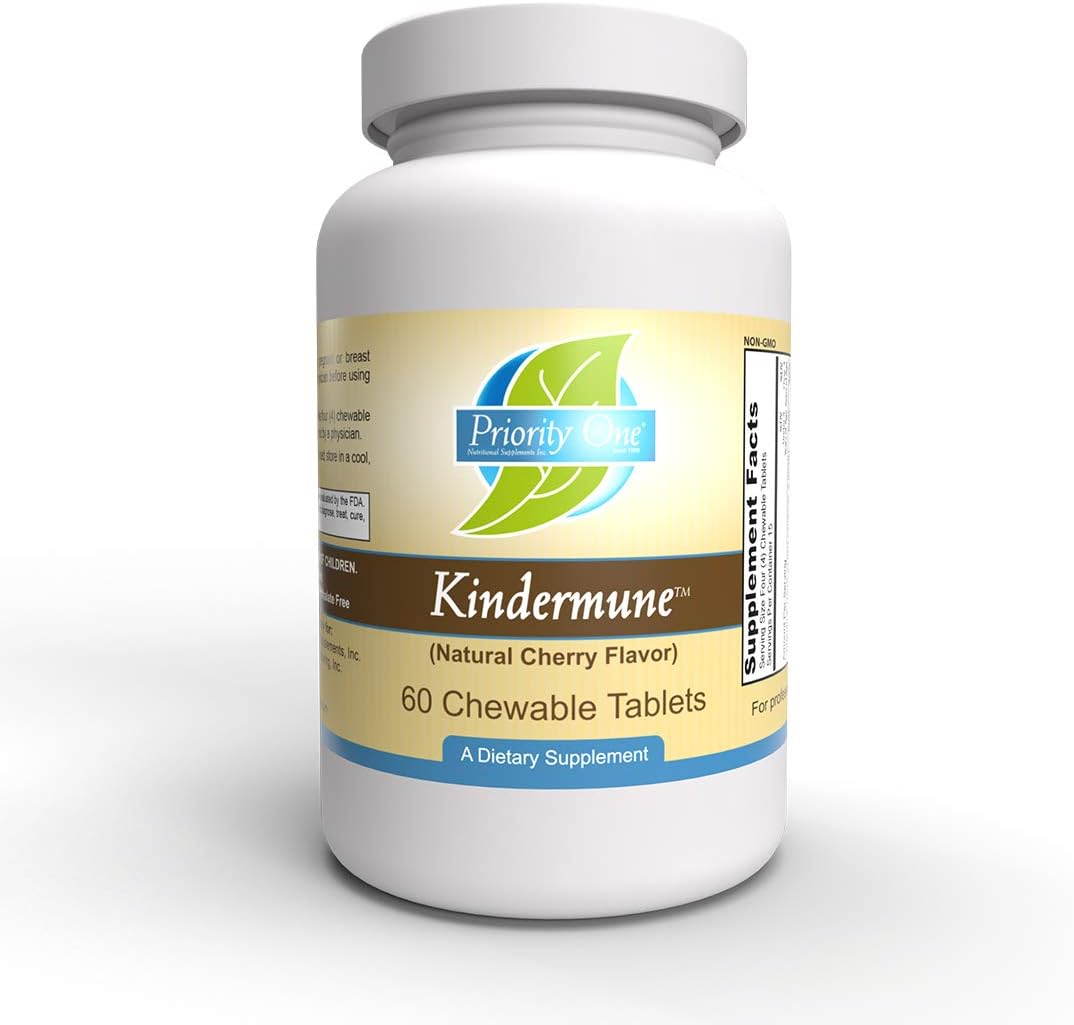 Priority One Vitamins Kindermune Immune Support Chewable Tablets - Natural Cherry Flavour - görsel 1