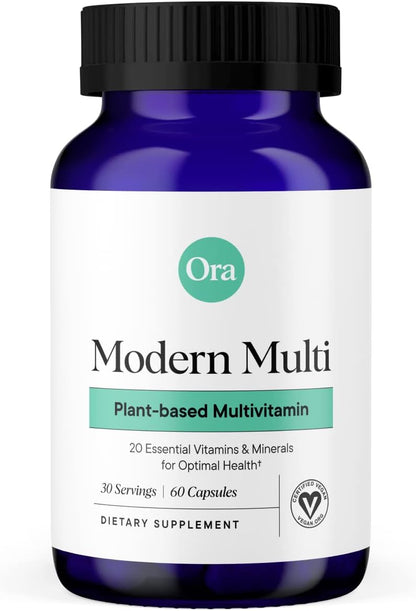Ora Organic Plant-Based Multivitamin for Women and Men, Blue Light Protection, 60 Vegan Capsules