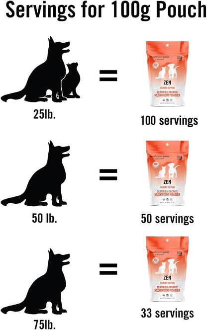 Om Mushroom Matrix Pet - Zen Matrix Mushroom Blend | Organic Calming Support for Dogs and Cats | 100g