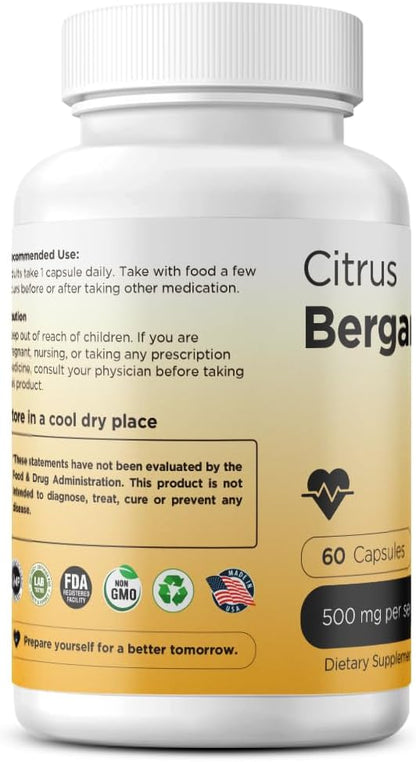 Citrus Bergamot 500mg, 60 Vegan Capsules - – Clean Label: Free from GMOs, gluten, and artificial additives. – Image 2