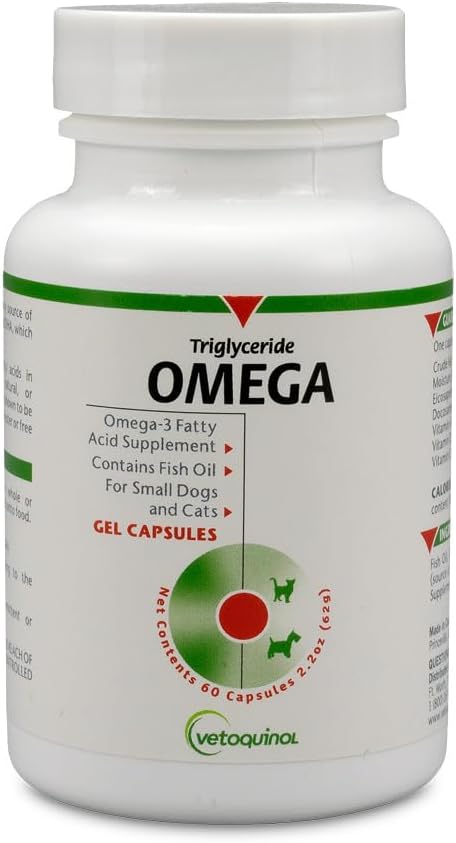 Vetoquinol Triglyceride Omega - Fish Oil for Dogs & Cats - 60 Capsules - görsel 1
