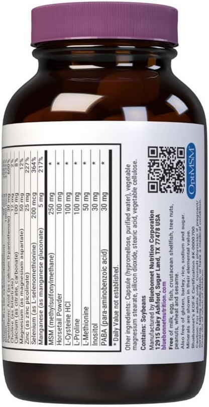 Bluebonnet Nutrition Ultimate Hair and Nail Formula, Vitamins, Minerals and Specialty Nutrients for Beauty from Within, 60 Vegetable Capsules