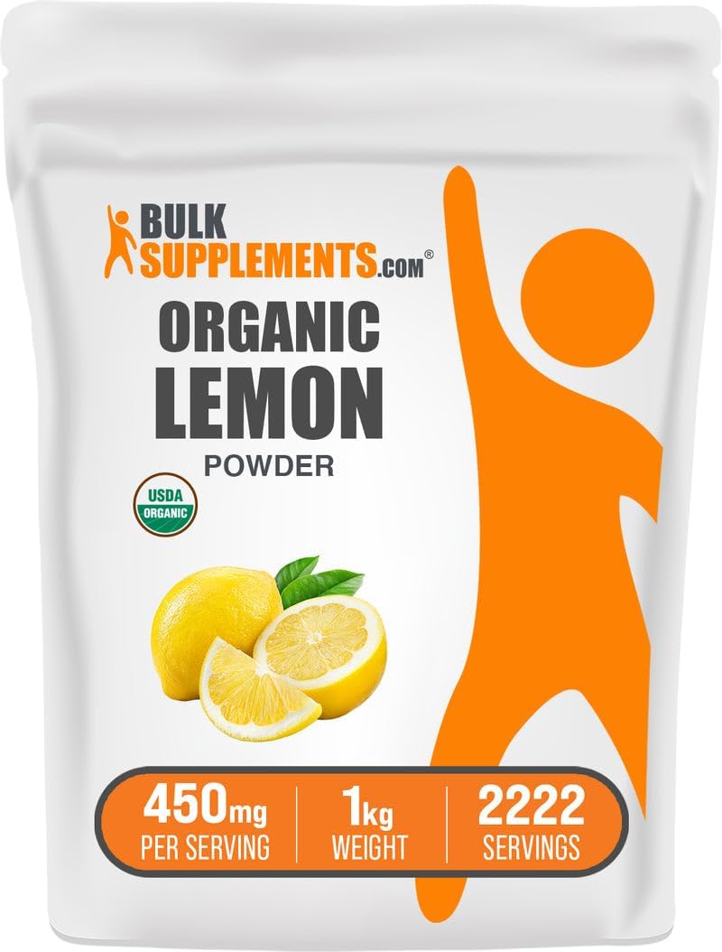 BulkSupplements.com Organic Lemon Powder - Natural Vitamin C Source, 450mg per Serving, 1kg - görsel 1