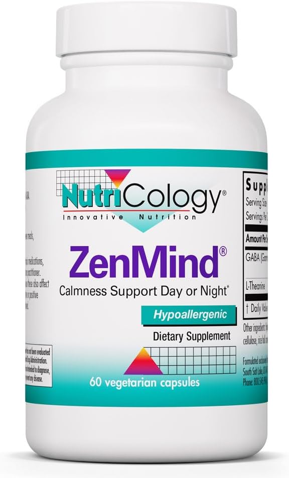 NutriCology ZenMind - GABA 550 mg & L-Theanine 200 mg - Calmness & Relaxation Support - Non-Drowsy - 60 Capsules - görsel 1
