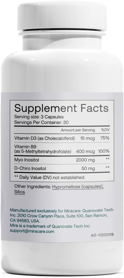 MIRA PCOS Supplement - Myo-Inositol & D-Chiro-Inositol 40:1 Ratio - Hormonal Balance & Ovarian Support - 90 Capsules - görsel 7