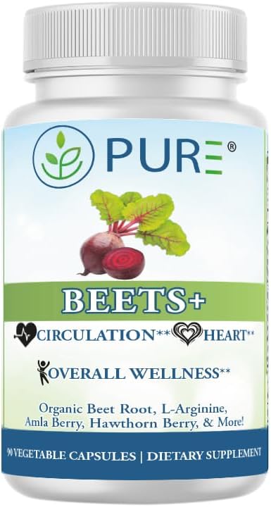 PURE® Beets+ Organic Beetroot Capsules – 900mg – 90 Count