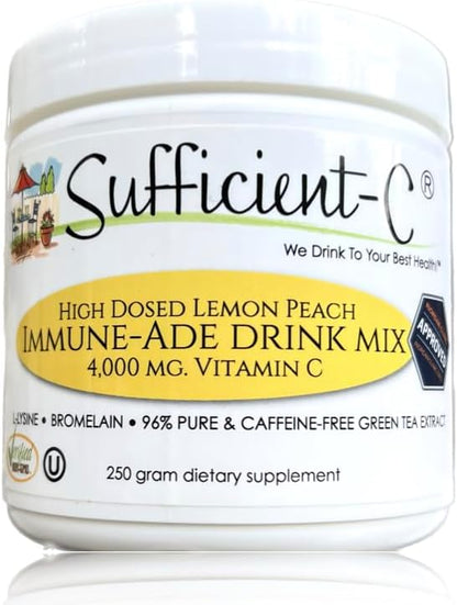 Sufficient-C 4,000mg High-Dose Vitamin C Lemon & Peach Drink Mix – 250g