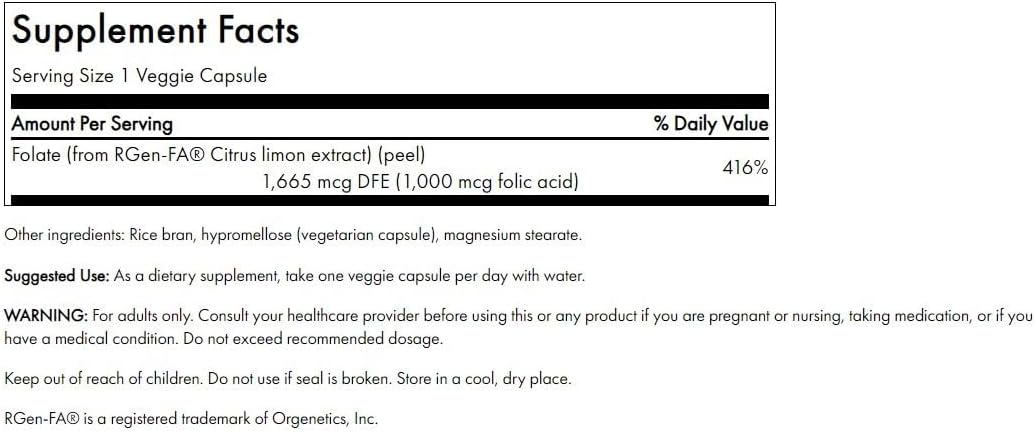 Swanson Real Food Folic Acid Folate Vitamin B-9 1000 mcg 100 Veggie Capsules - görsel 2