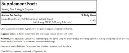 Swanson Real Food Folic Acid Folate Vitamin B-9 1000 mcg 100 Veggie Capsules