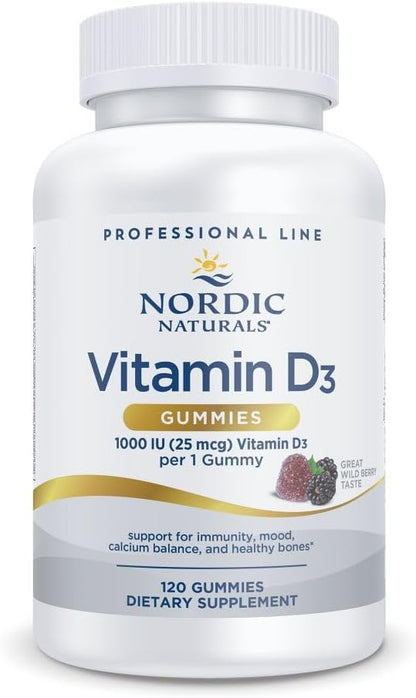 Nordic Naturals Pro Vitamin D3 Gummies, Wild Berry – 120 Gummies – 1000 IU