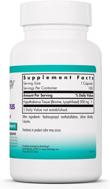 Nutricology Hypothalamus - Bovine Glandular Supplement - 500 mg - 100 Vegetable Capsules