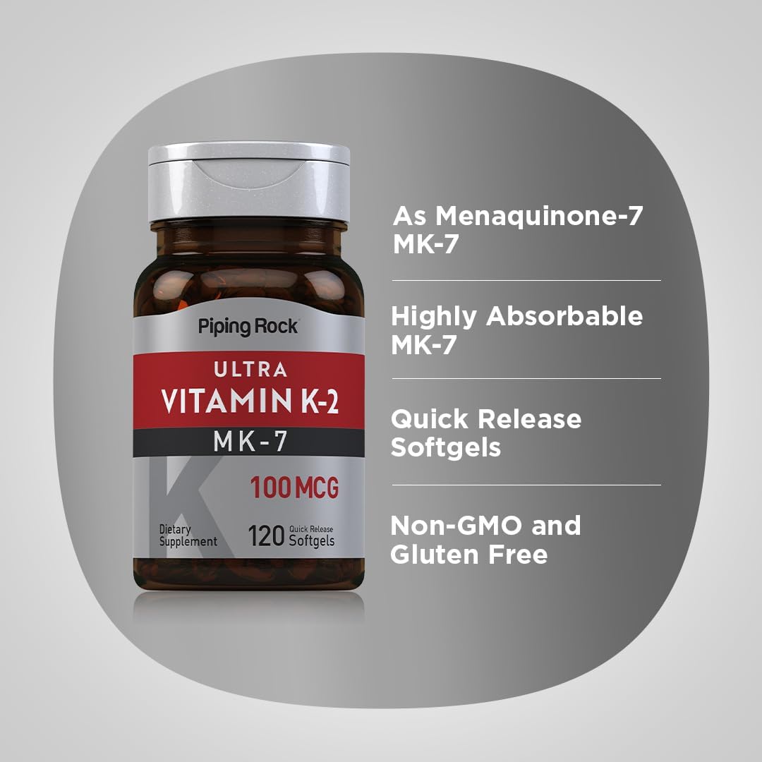 Piping Rock Ultra K2 with MK-7 100 mcg 120 Softgels - görsel 4