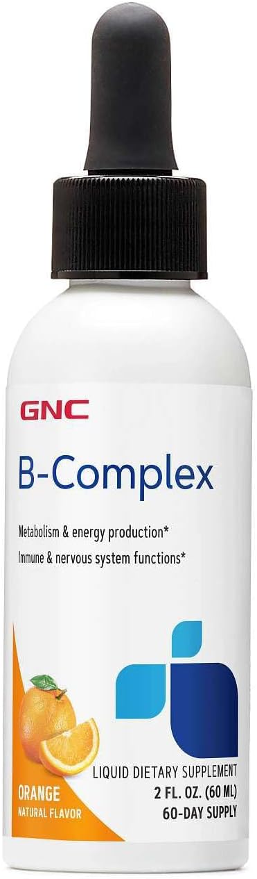 GNC B-Complex Liquid – Vitamin B Complex Liquid Supplement – Orange – 60 ml (60 Servings)