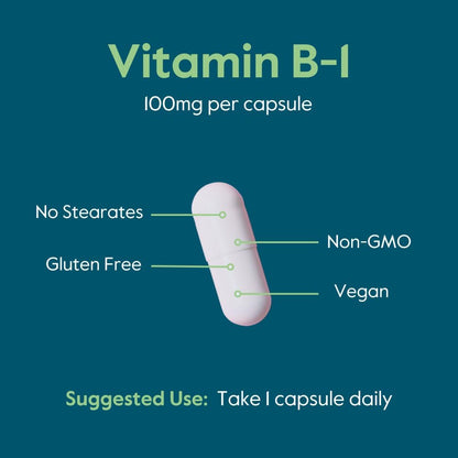 BESTVITE Vitamin B-1 100mg - Thiamine Supplement - 240 Vegetarian Capsules