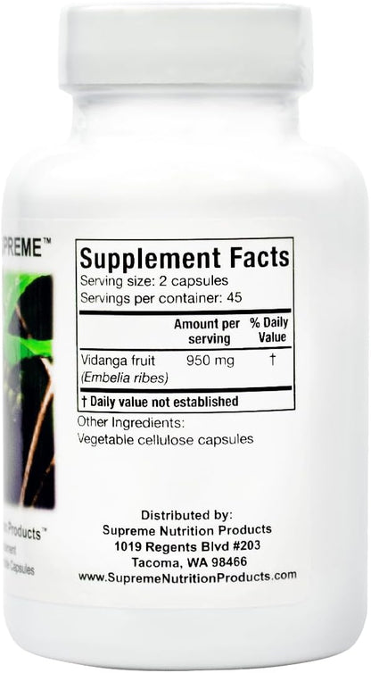 Supreme Nutrition Vidanga Supreme - 90 Pure Vidanga Vegetarian Capsules